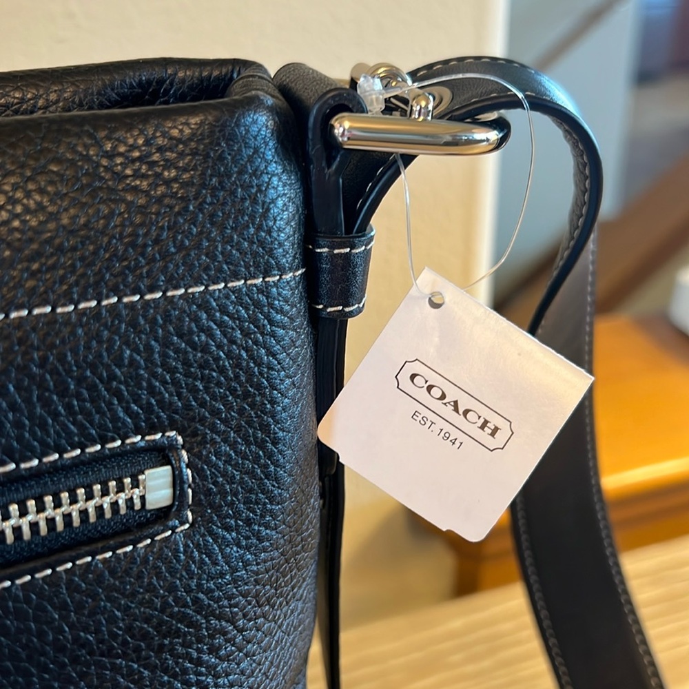 Coach Black Leather Shoulder Bag with Silver Hardware - Picture 3 of 11